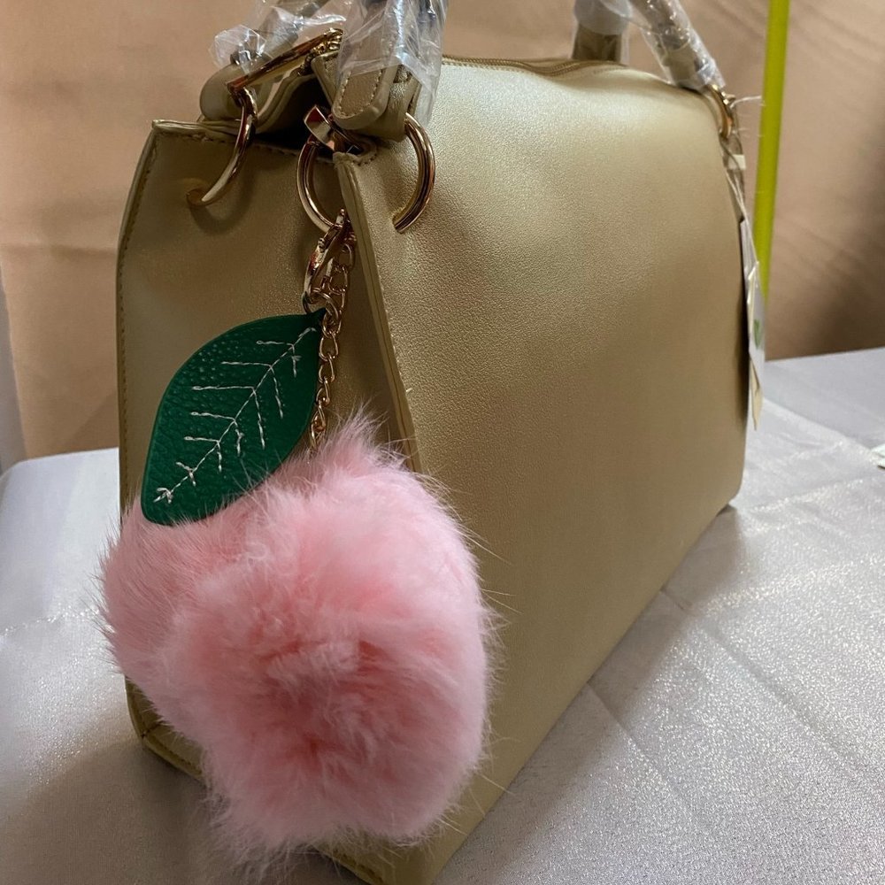 Flower Pompom Satchel - Gold